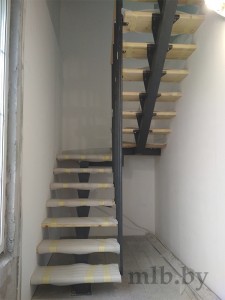 П-образная лестница на металлическом каркасе Моно