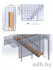 Проект металлического каркаса для лестницы на второй этаж
