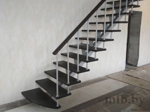 Одномаршевая лестница на металлическом каркасе