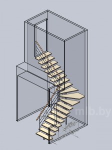 Модульная лестница на 19 ступеней. Коттедж