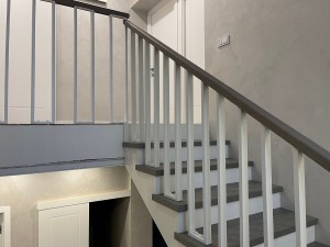 Установка ограждения "Рамка" с дубовым поручнем в д. Обчак