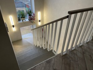 Установка ограждения "Рамка" с дубовым поручнем в д. Обчак