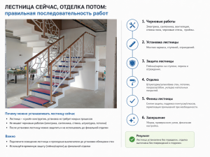 Можно ли поставить лестницу сейчас, а отделку сделать потом?