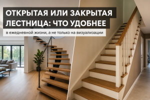 Открытая или закрытая лестница: что удобнее в ежедневной жизни, а не только на визуализации
