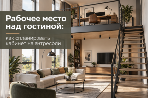 Рабочее место над гостиной: как спланировать кабинет на антресоли