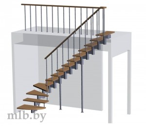3D - проект лестницы со светлыми ступенями